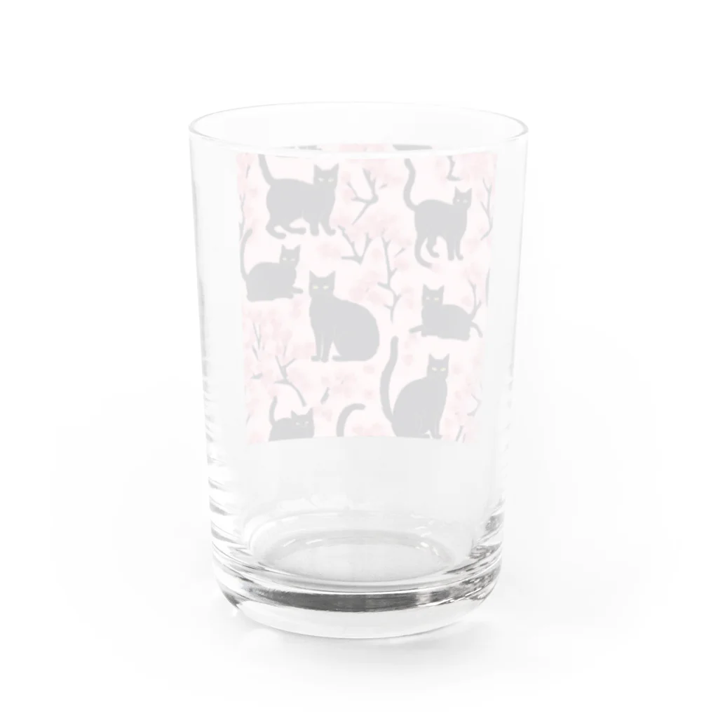 春夏秋冬。の黒猫と桜 Water Glass :back