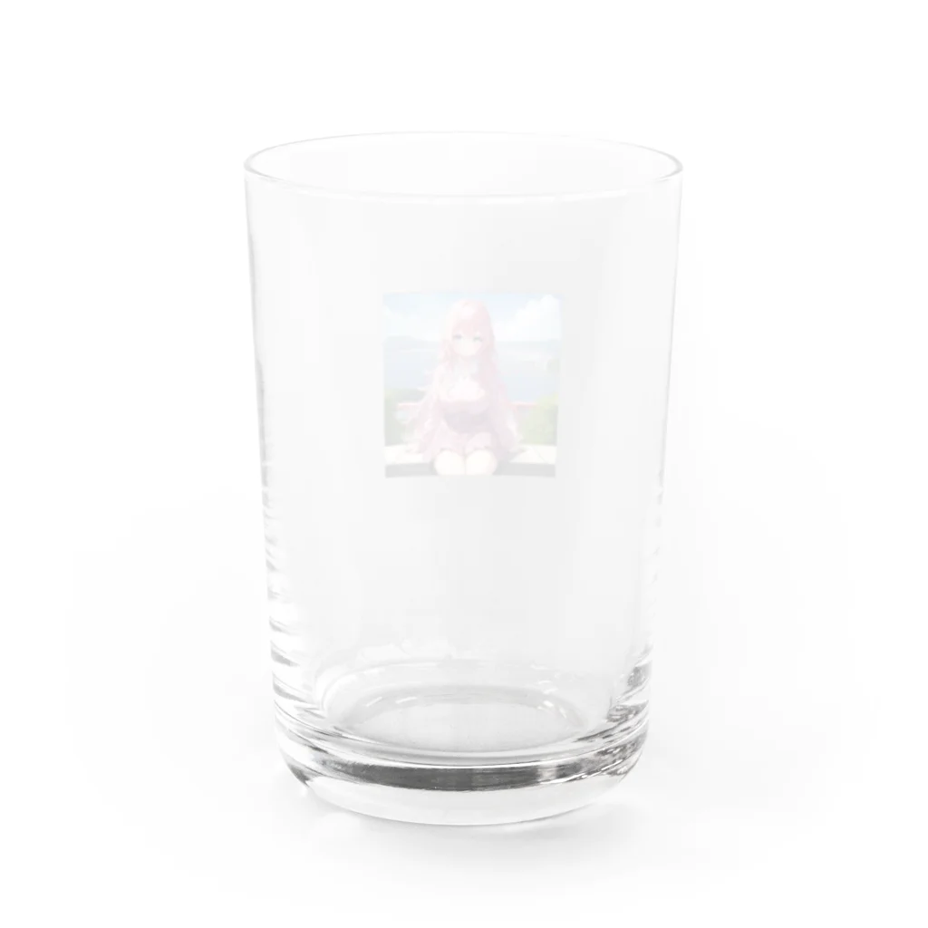 ゆう(AIイラスト)の旅行で記念写真 Water Glass :back