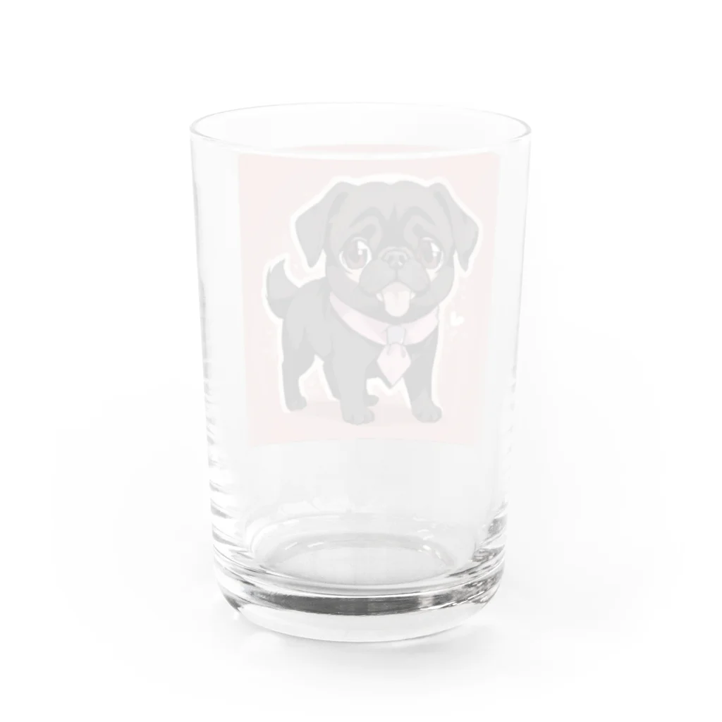 pug 89の黒パグ Water Glass :back