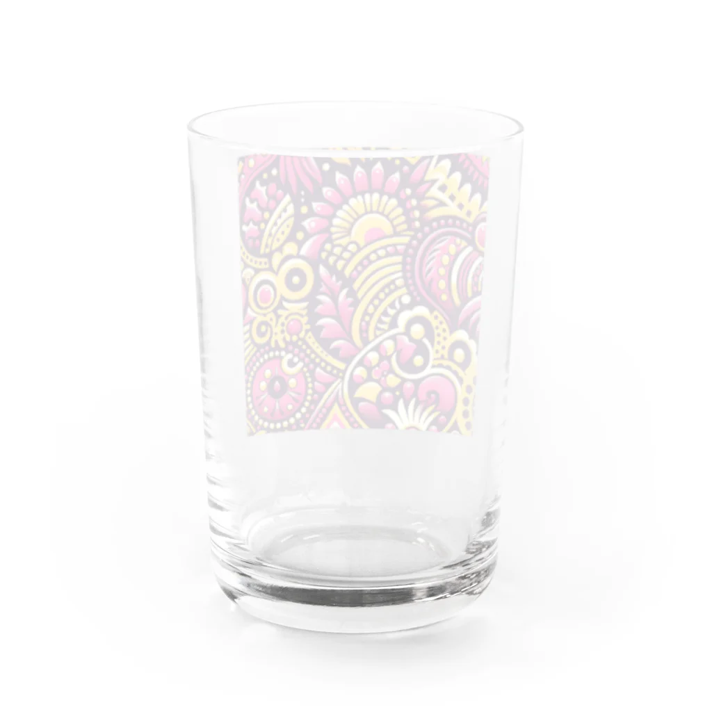 saqui.comのピンクと黄色のアフリカンプリント Water Glass :back