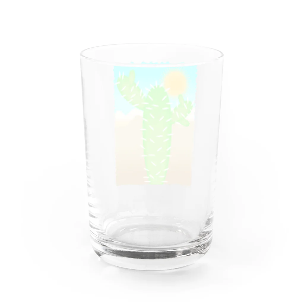 ファンシーTシャツ屋の砂漠の太陽とサボテン Water Glass :back