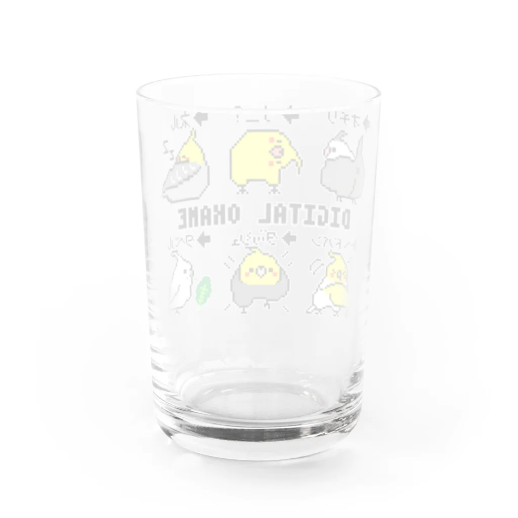 田原あや　ドット絵で鳥さんの絵を描いていますのドット絵　オカメインコ　DIGITALOKAME デジタルオカメ Water Glass :back