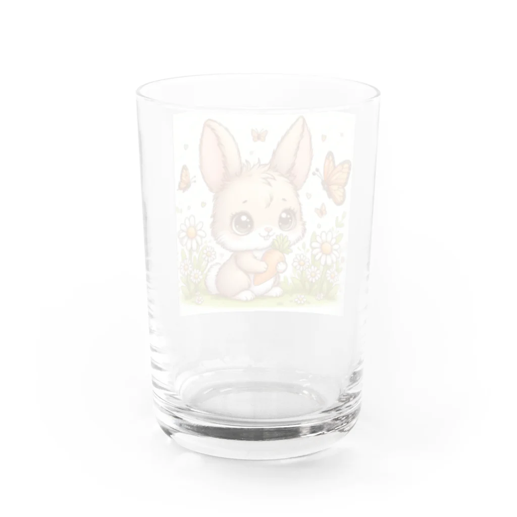 激カワポテぐっずの茶色の乙女ウサちゃん♡ Water Glass :back