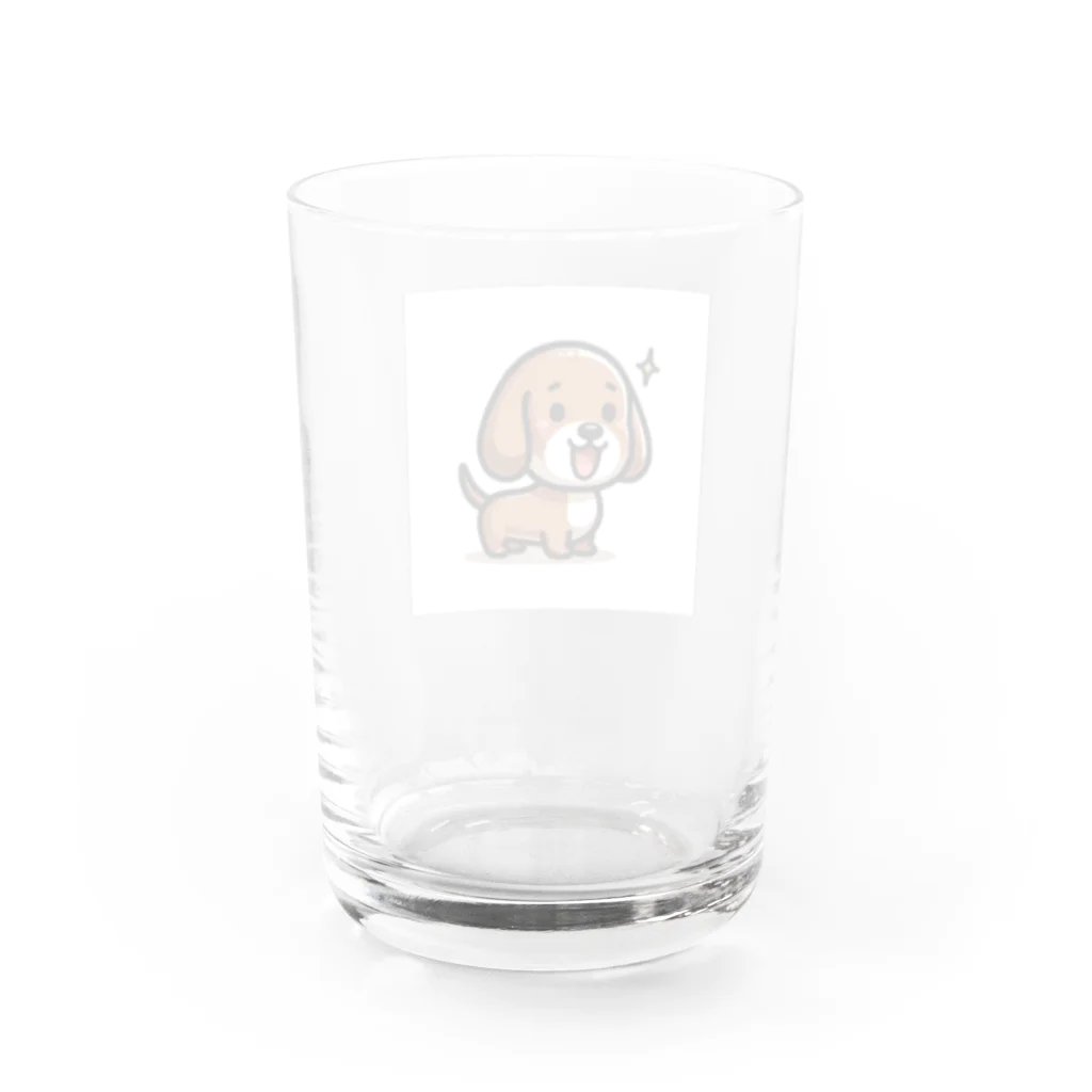 漫画風Tシャツのぶらうんふんど Water Glass :back