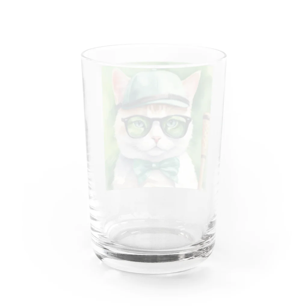 ryusky_333のサングラスをかけた猫がゴルフに集中！ Water Glass :back