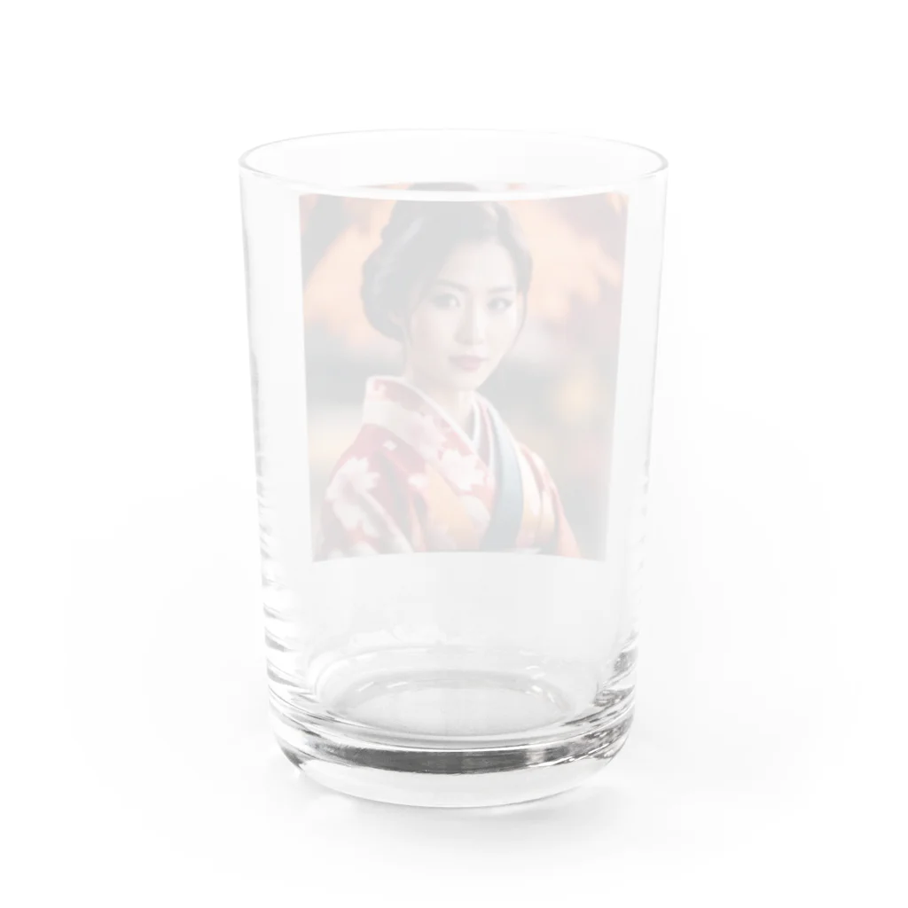 mari0909の【秋田の美しさを纏う凛とした着物姿】 Water Glass :back