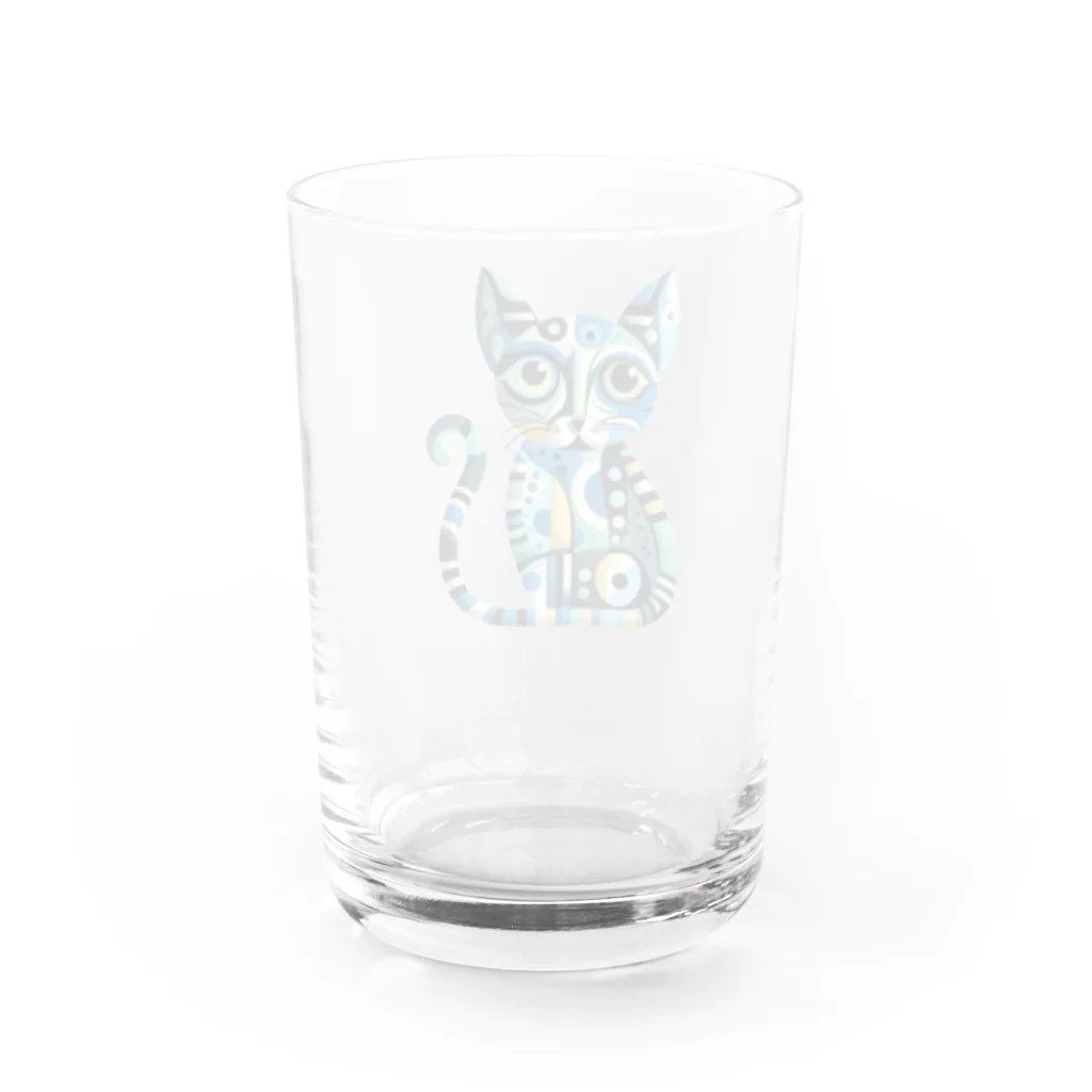 大人かわいい動物の世界のカラフル猫 Water Glass :back