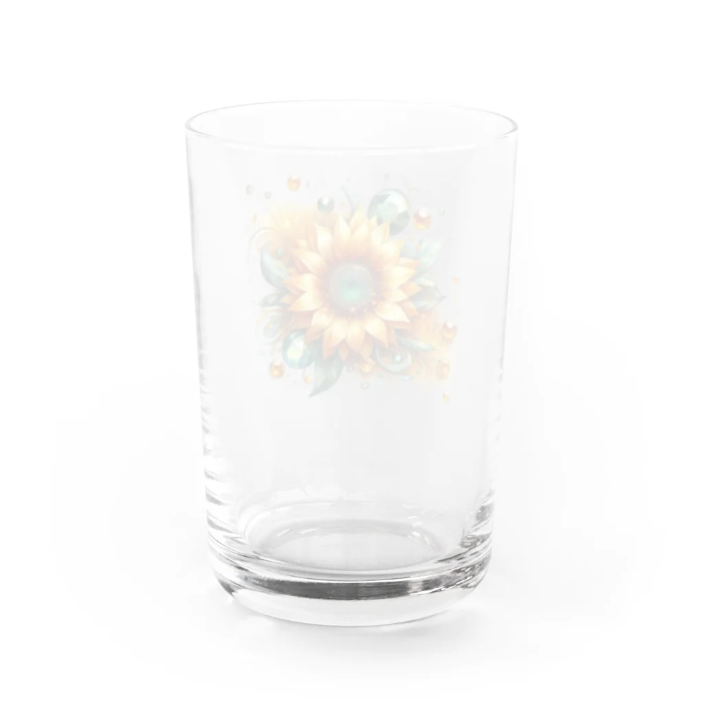 レベルUPのひまわり×ペリドット Water Glass :back