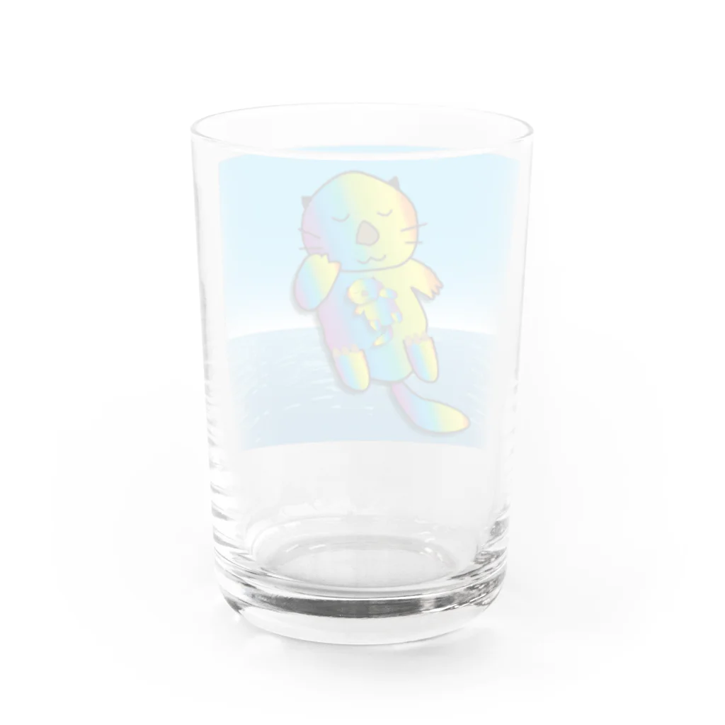 Drecome_Designの【レインボーカラー】おねんね海獺(ラッコ)親子 Water Glass :back