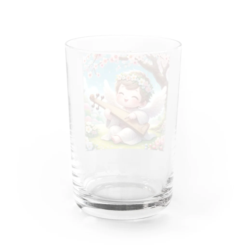 天使の館の琴を奏でる天使 Water Glass :back