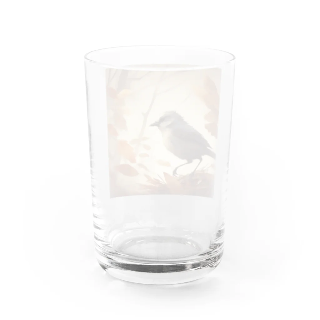 ミロク工房の落ち葉とシマエナガ Water Glass :back