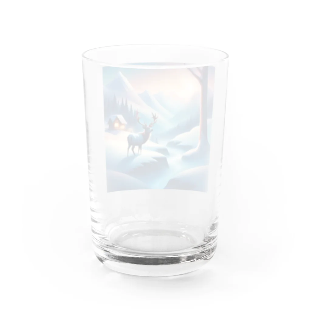 Passionista Lifestyle Emporium : 情熱的なライフスタイルエンポリウムの極光の冬景色とトナカイ Water Glass :back