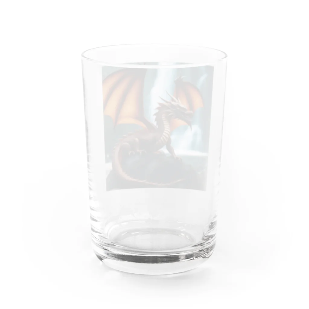 rian14の滝のそばで涼んでいる龍 Water Glass :back