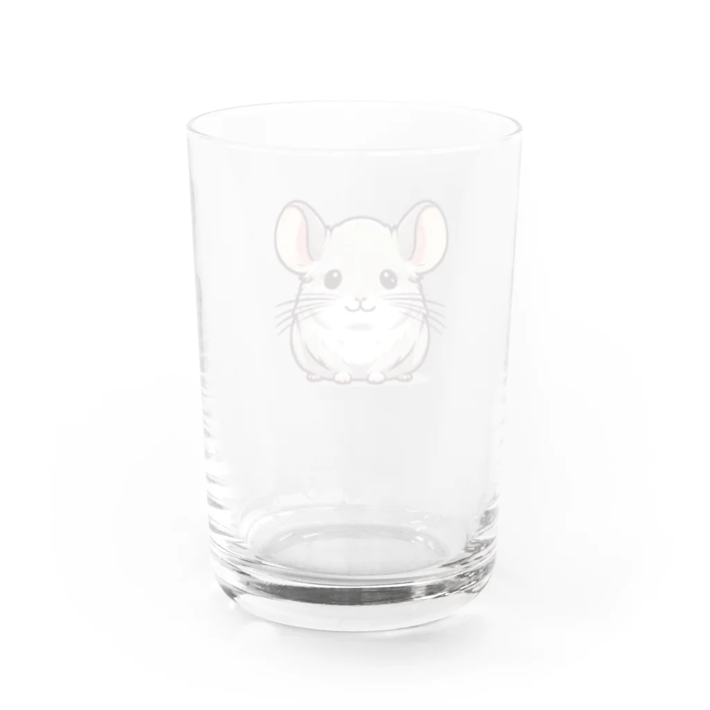 もふっとチンチラ🐭のチンチラ（シナモン） Water Glass :back