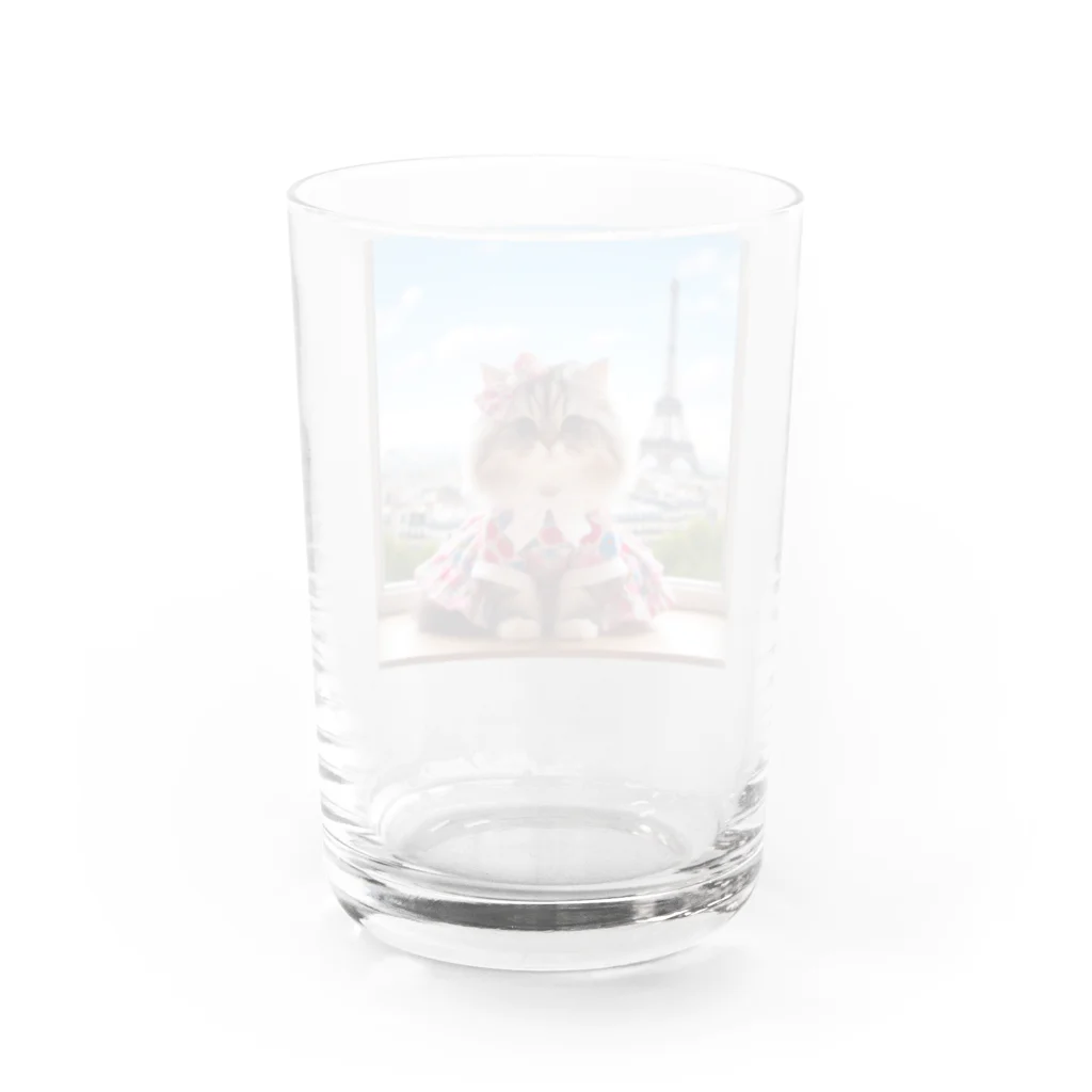 redpanda_pandaのエッフェル塔と猫ちゃん Water Glass :back