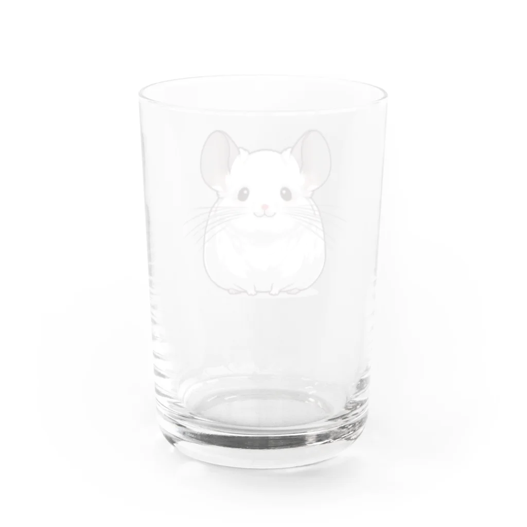 もふっとチンチラ🐭のチンチラ（ホワイト） Water Glass :back