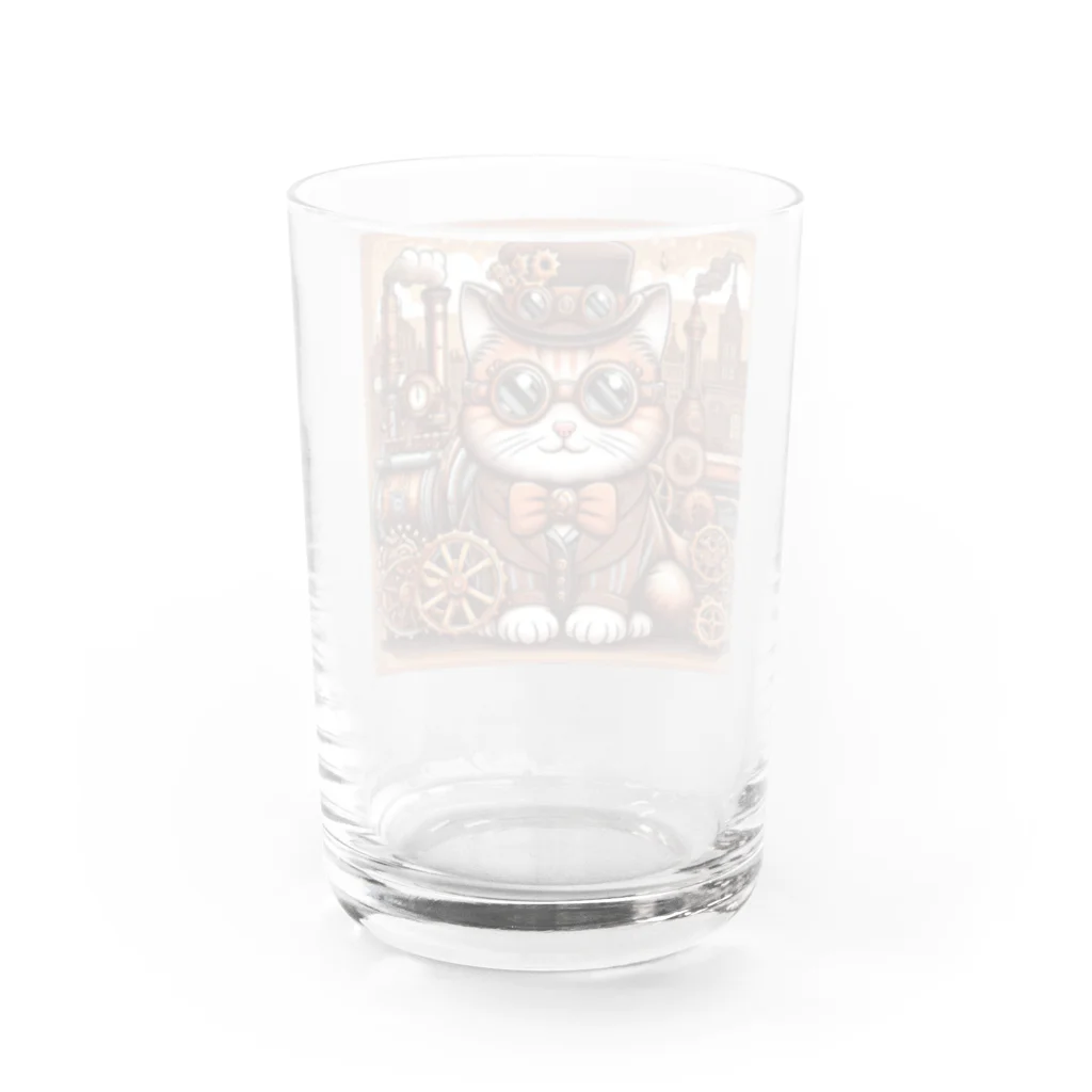 kickchopmanのスチームパンクなゴーグル猫ちゃん Water Glass :back