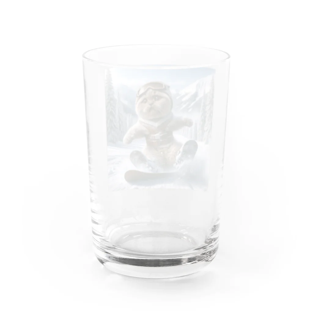 オリジナルクリエイターMUGENのモカのスノボした日 Water Glass :back