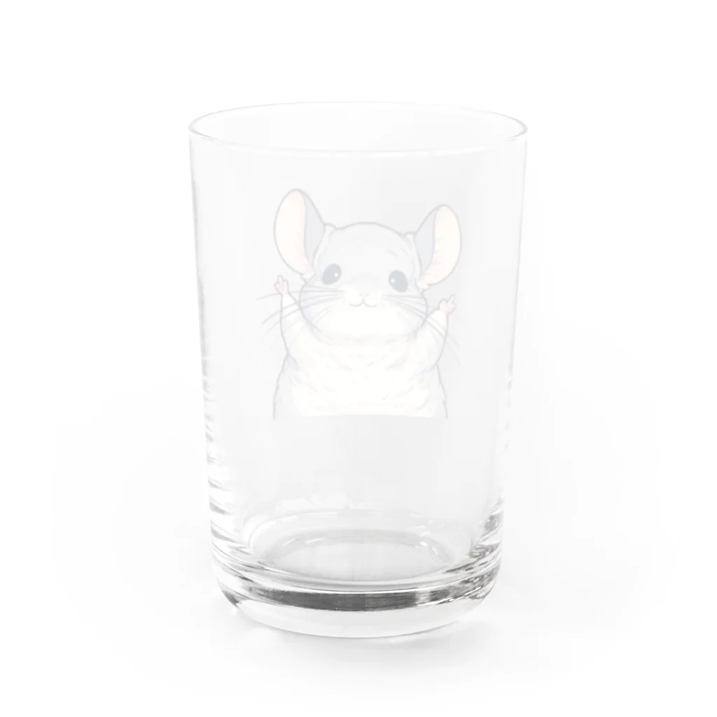 もふっとチンチラ🐭のばんざいチンチラ Water Glass :back