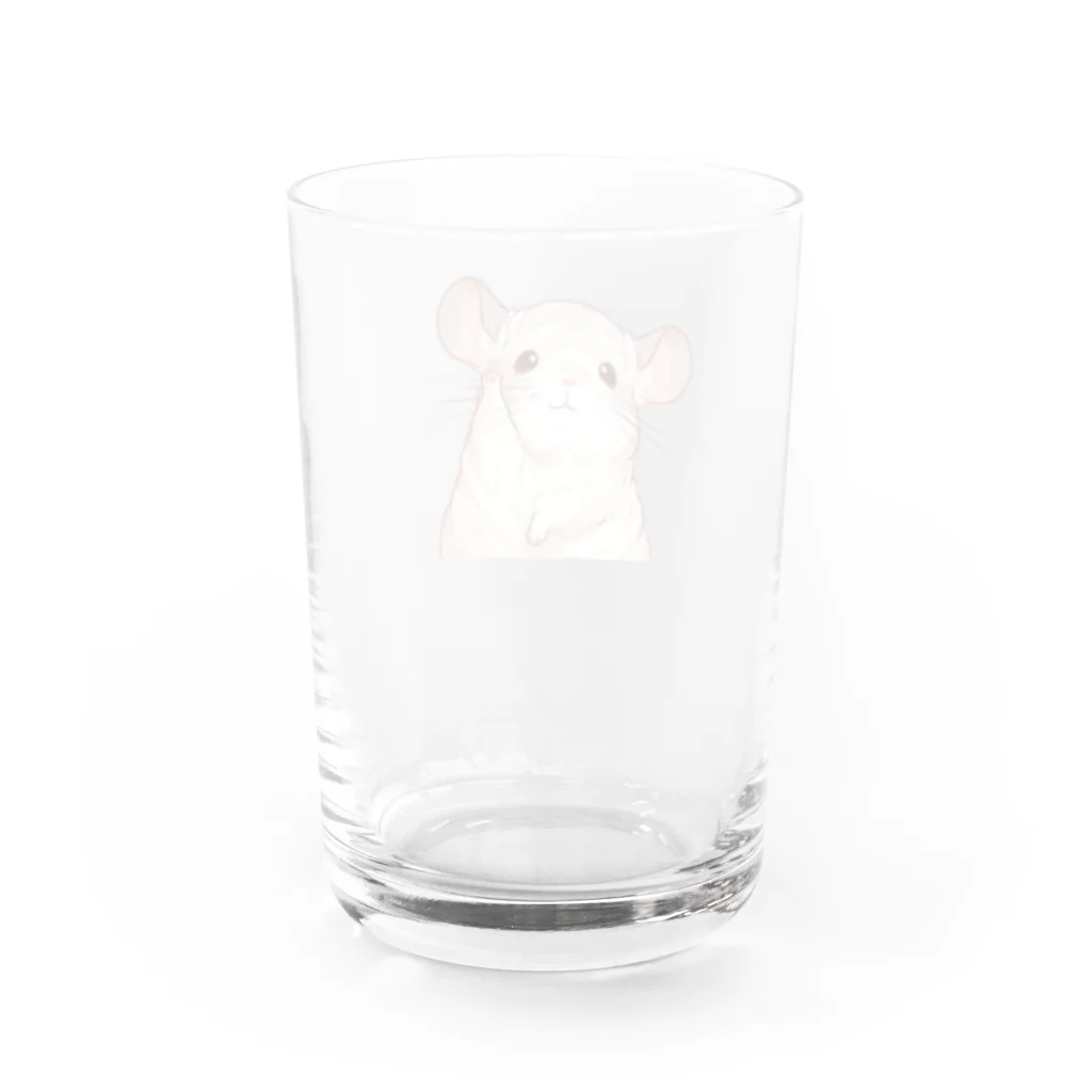 もふっとチンチラ🐭のおてあげチンチラ Water Glass :back