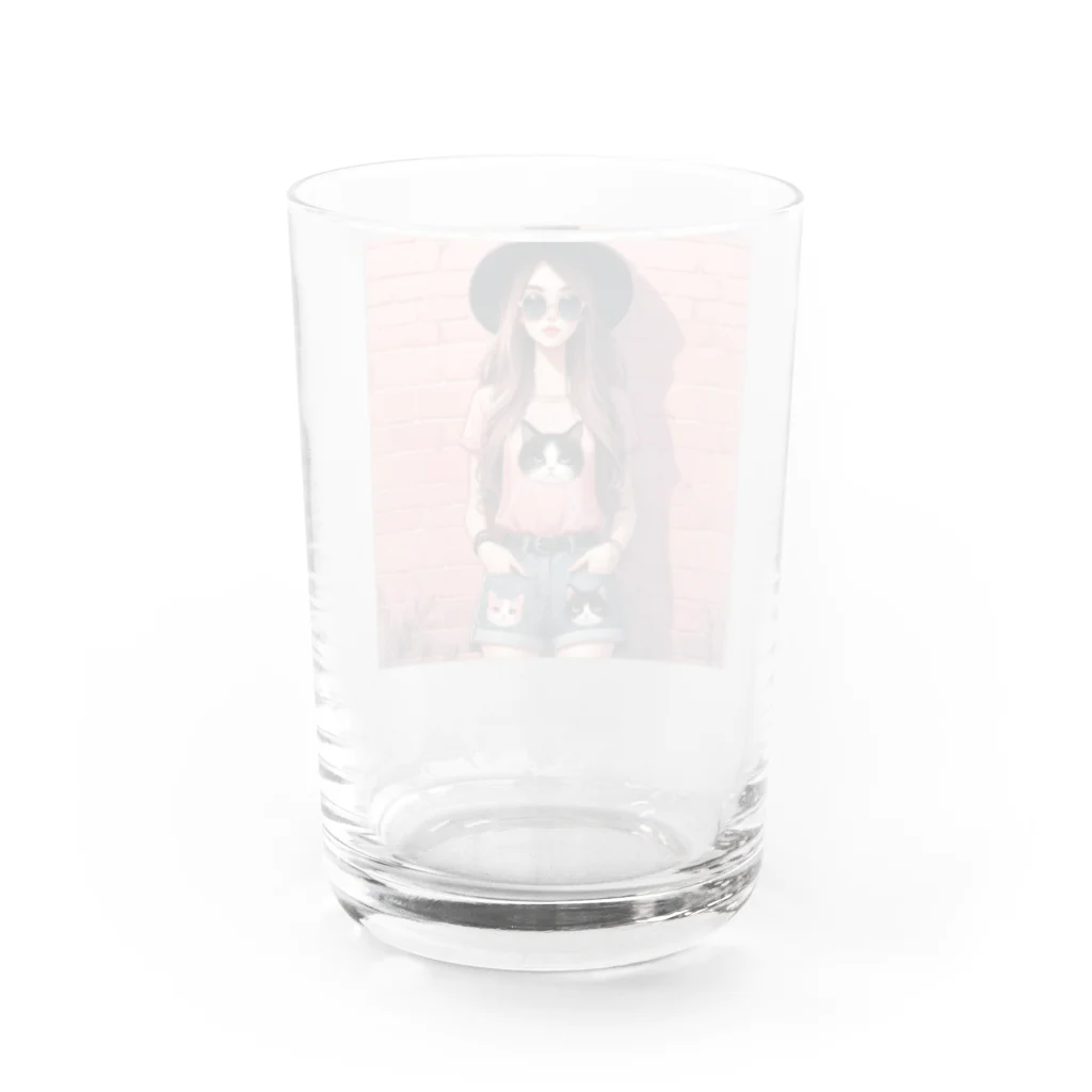 SaltyCookie Design Worksの猫好きの女の子のファッション(1) Water Glass :back