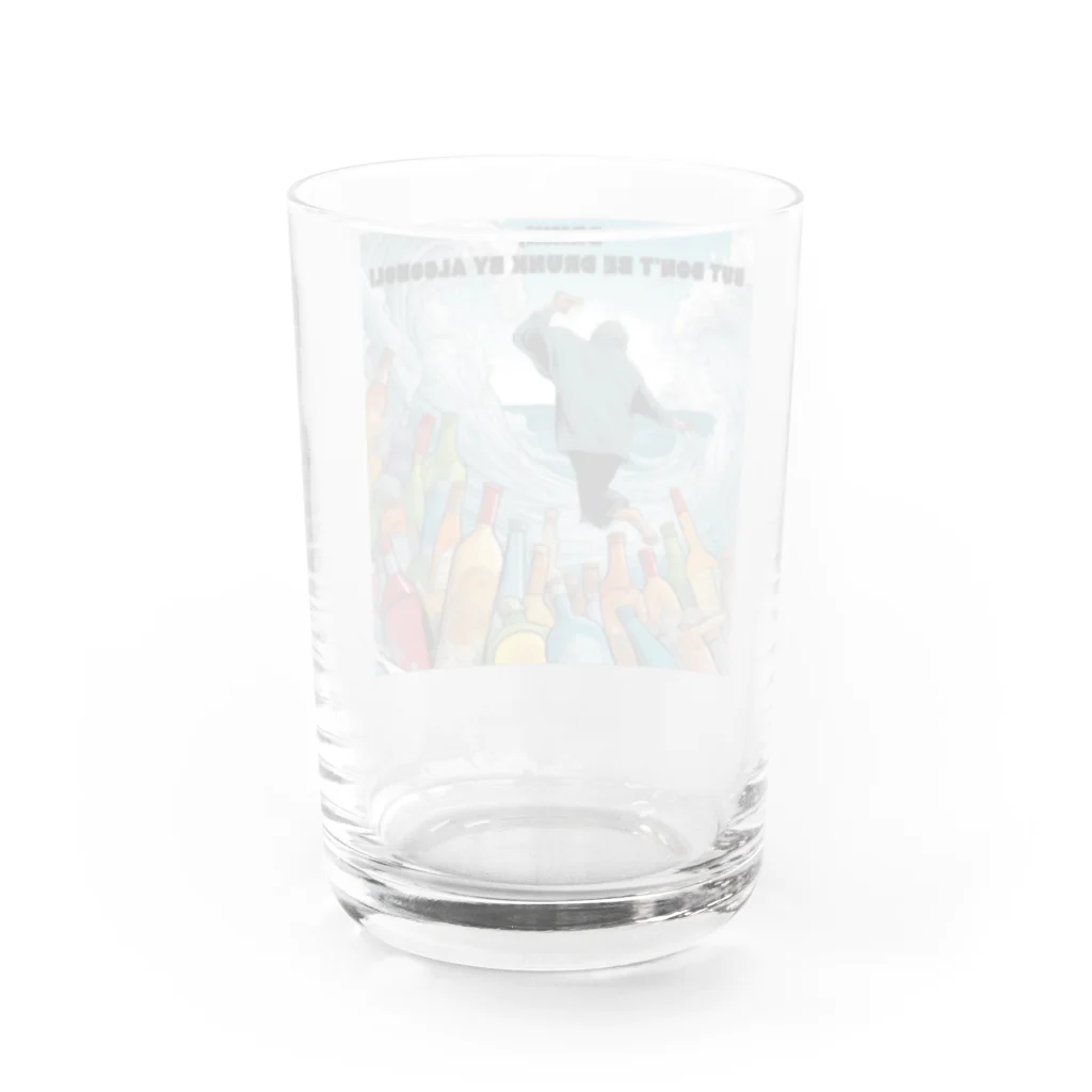 T_Whiteのお酒は飲んでも飲まれるな！ Water Glass :back