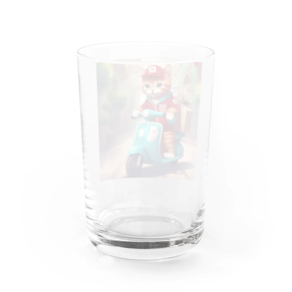 キャリーの子猫のピザ配達員 Water Glass :back