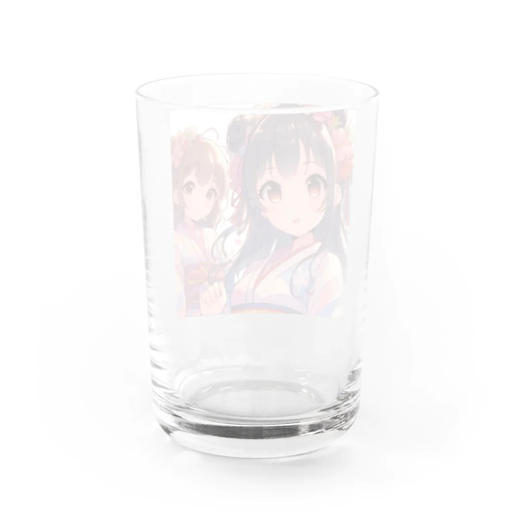 推しの美少女とアイドルの和服が似合う美人姉妹 Water Glass :back