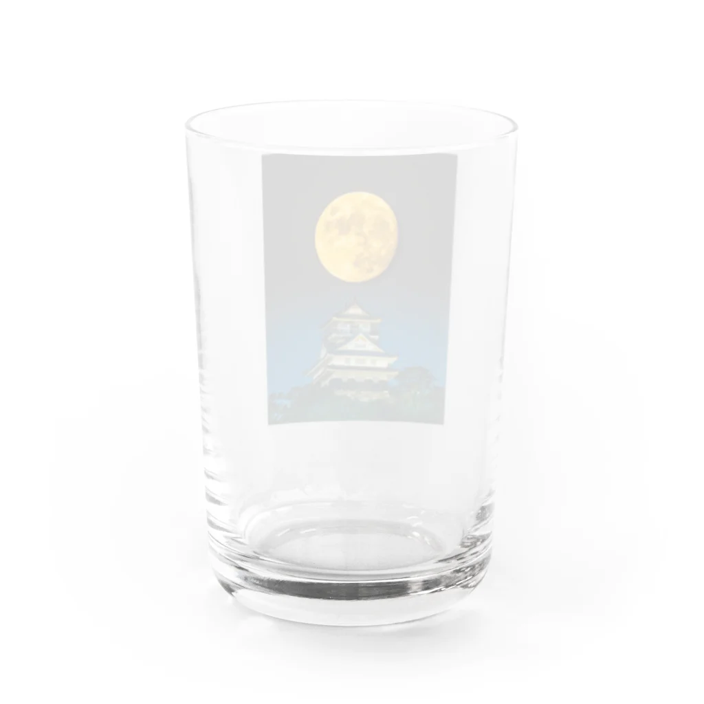 赤い鳥居の満月と岐阜城 Water Glass :back