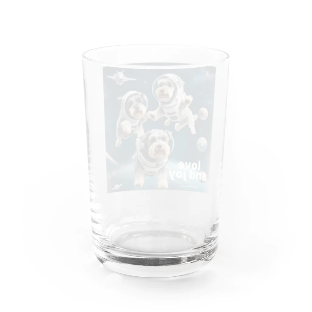 イヅミのお店の宇宙遊泳するミニチュアシュナウザー Water Glass :back