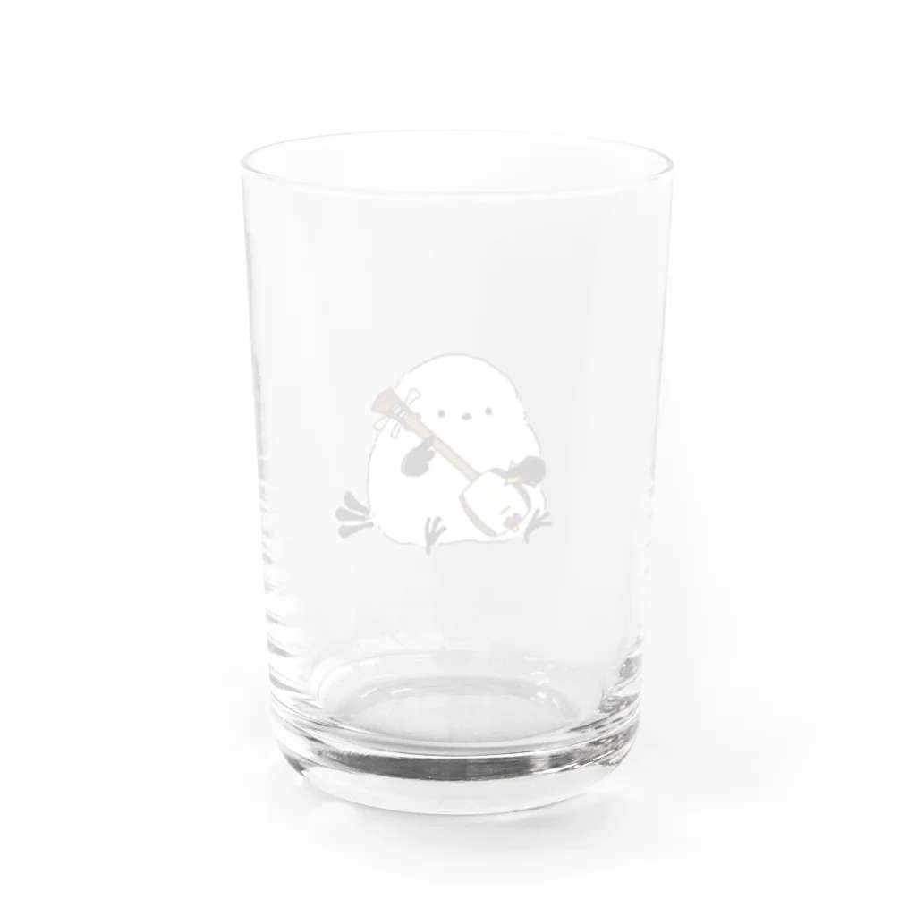 津軽三味線などの津軽三味線を弾くシマエナガ Water Glass :back