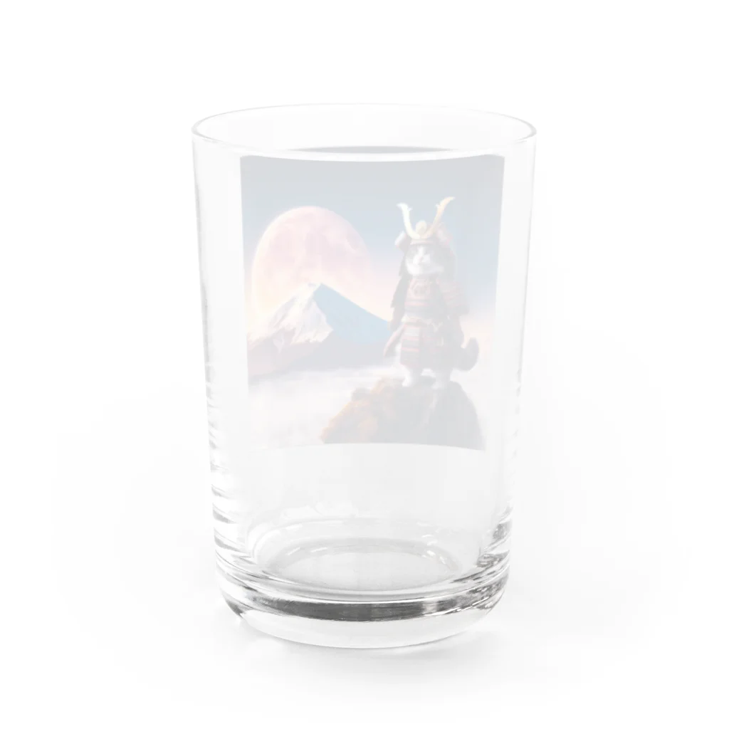 猫好き Japanの武士道ねこ Water Glass :back