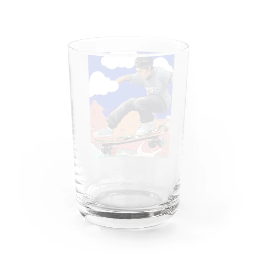 スケートボード、変な癖シリーズのスケーターによる寿司星球探し Water Glass :back