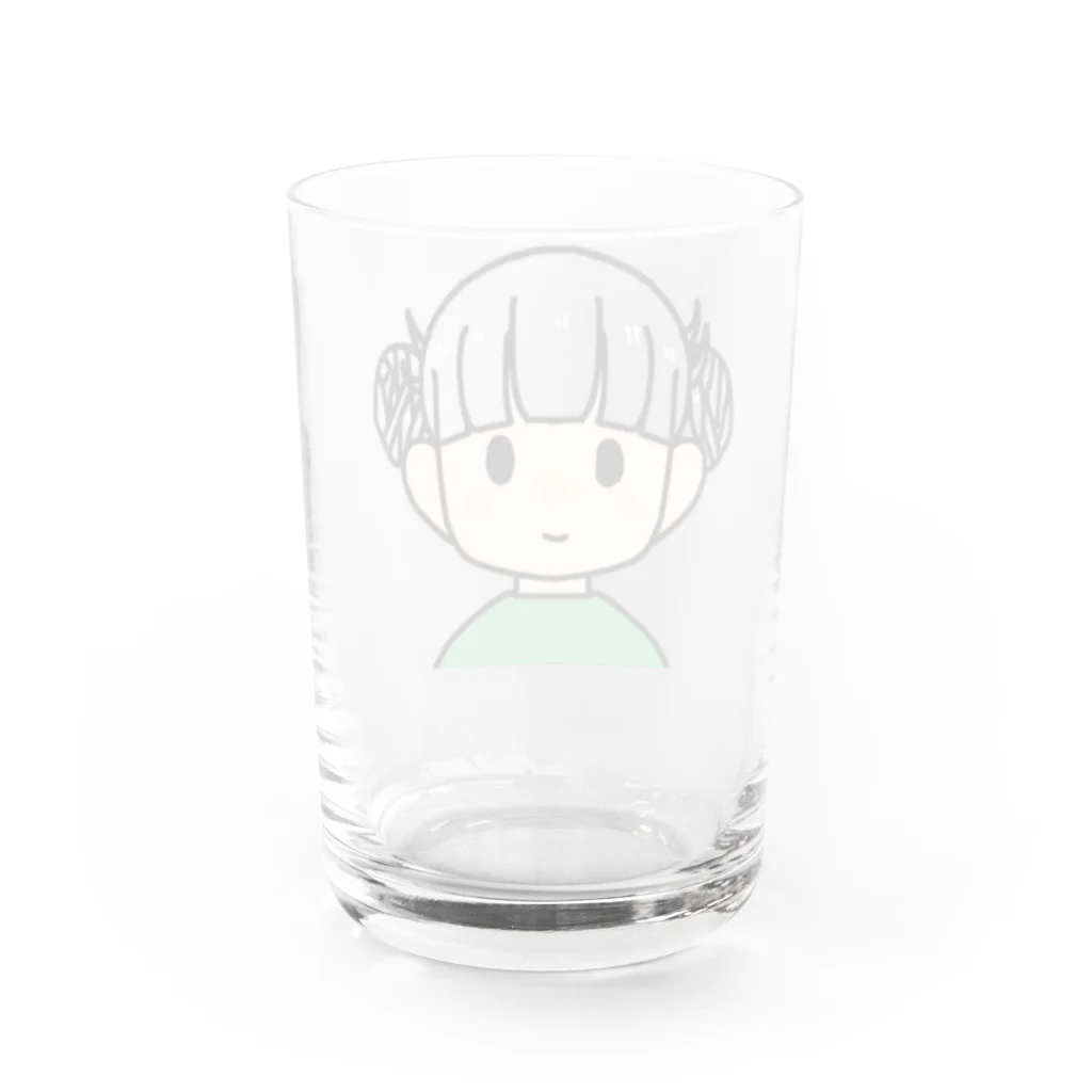 まめ大福の髪色自在な女の子（ツインお団子） Water Glass :back