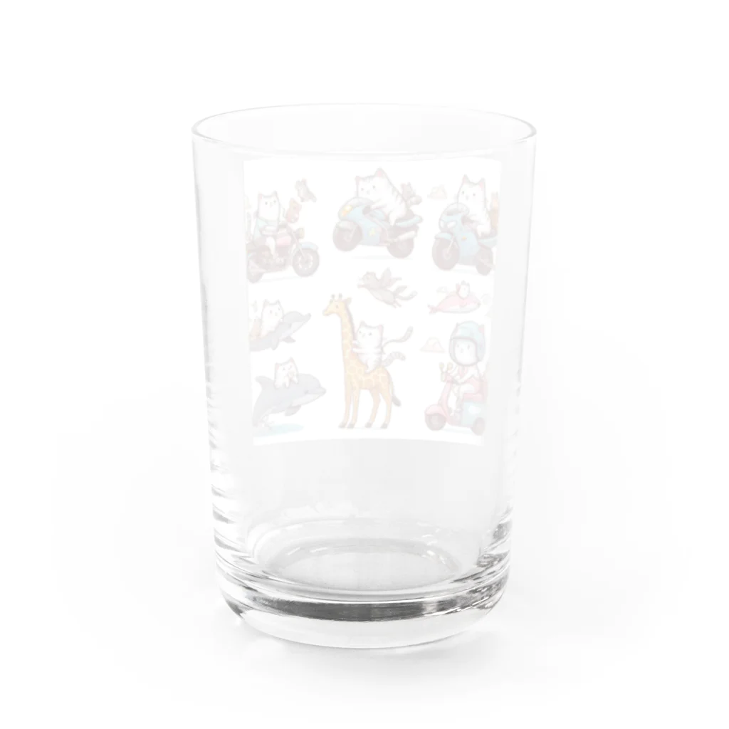 show0504の乗り物ネコ Water Glass :back