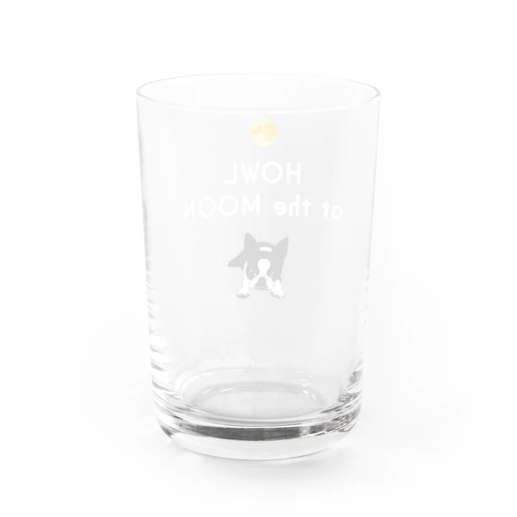 コチ(ボストンテリア)の小物用:ボストンテリア(HOWL at the MOON ロゴ)[v2.8k] Water Glass :back