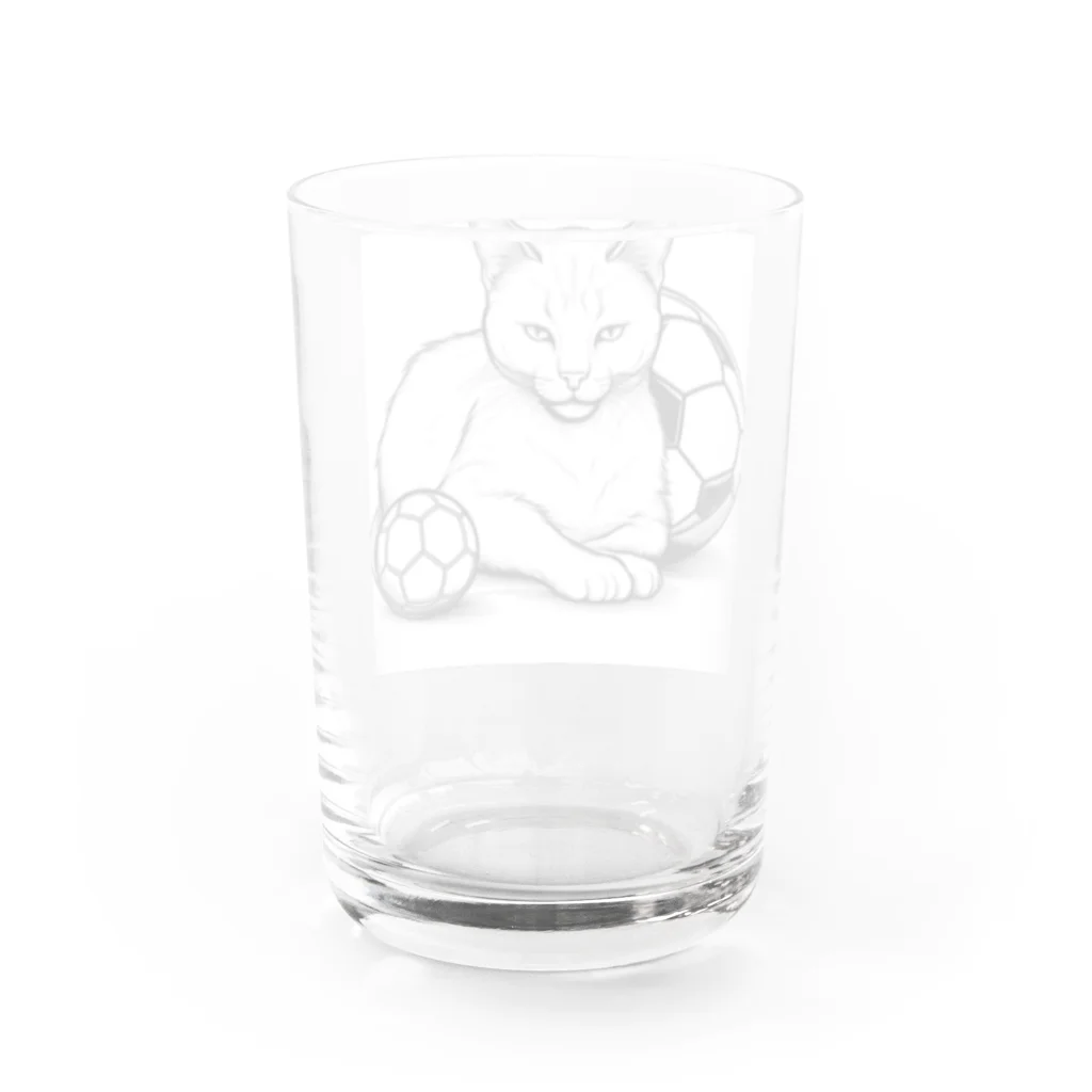 どうぶつやのサッカーボールと猫 Water Glass :back