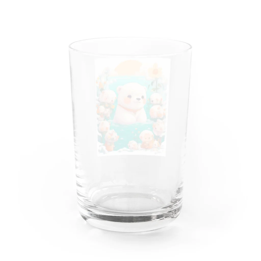 りんりんの可愛いシロクマちゃんショップ　かわいいよ！の水遊びをしている白熊 Water Glass :back