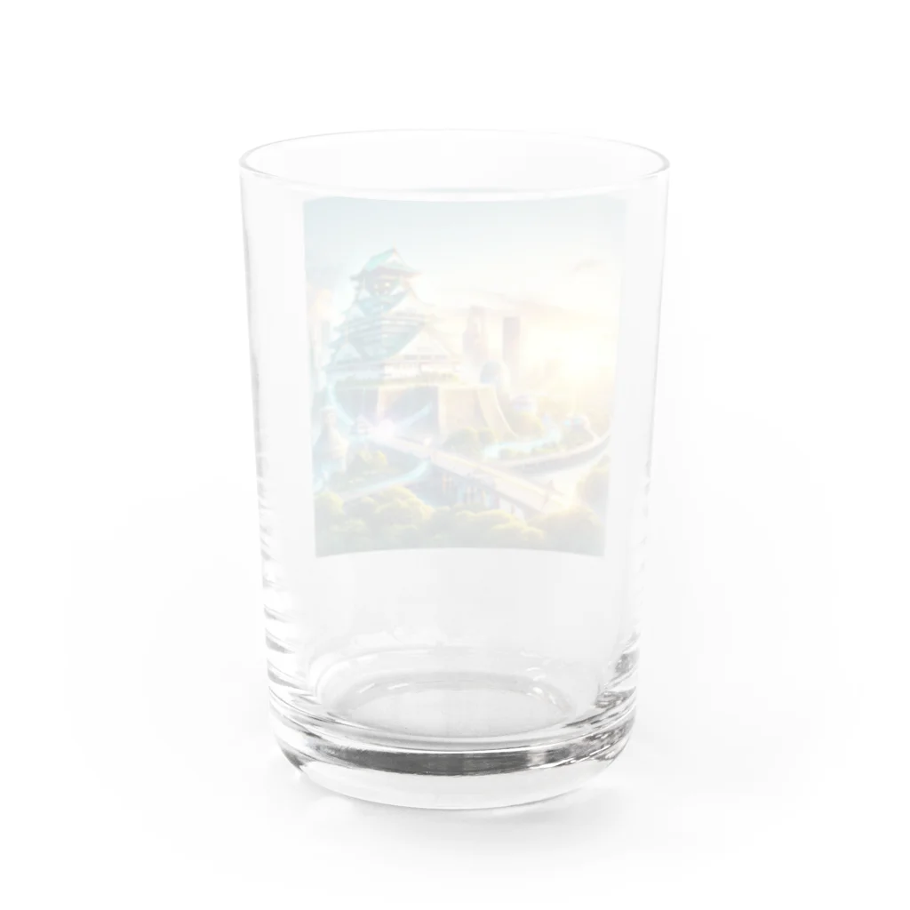 戦国時代マニアの明るい未来を予感させる大阪城 Water Glass :back
