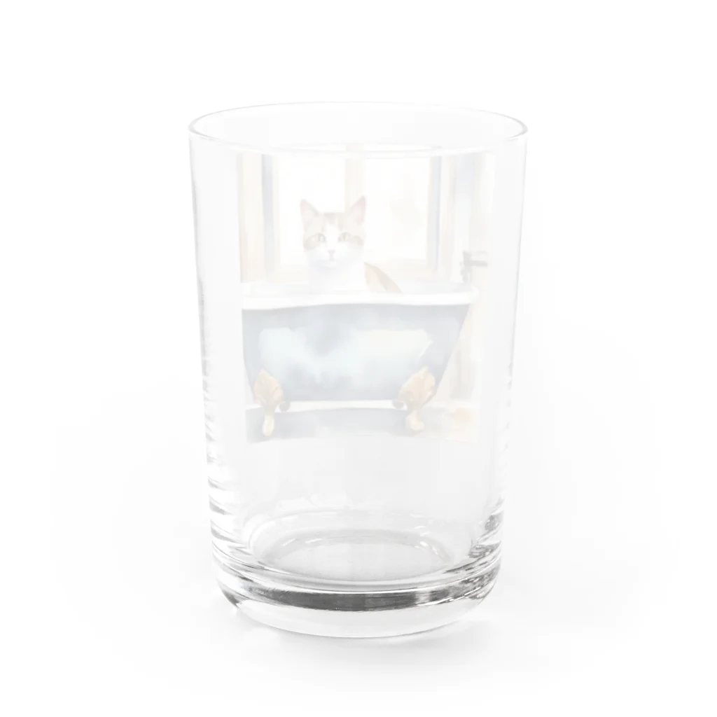 AIフォトSHOPの湯船と猫 Water Glass :back