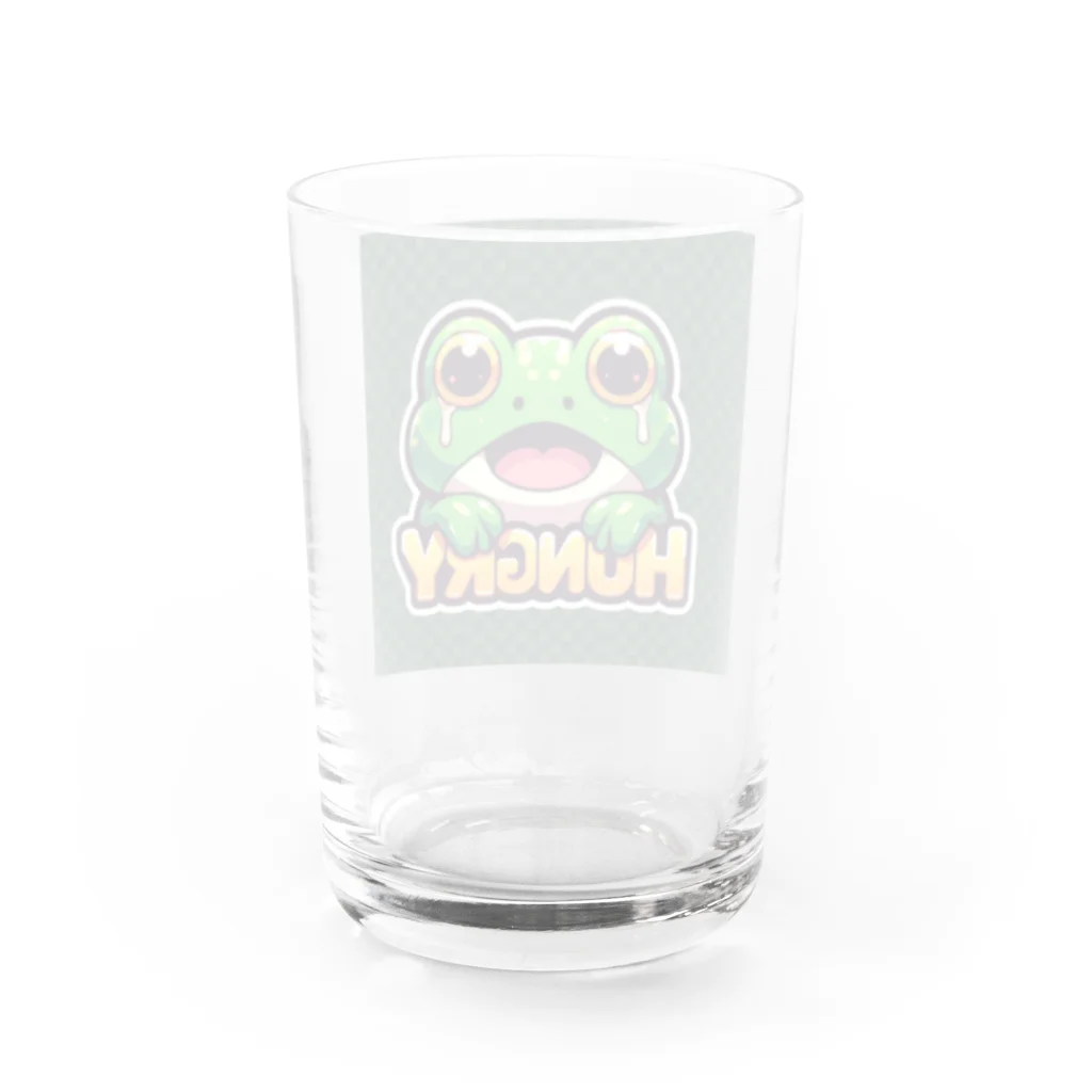 カエルグッズのHUNGRYカエル Water Glass :back