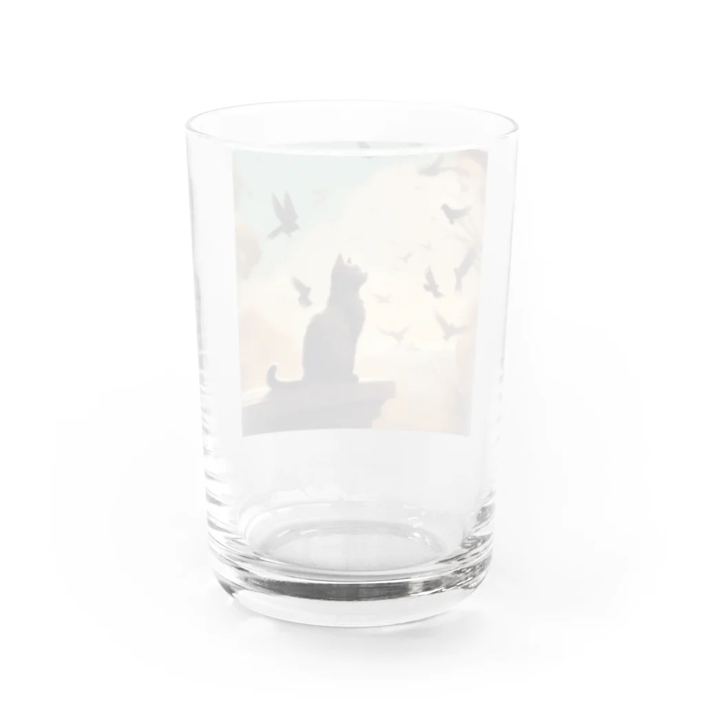 スウィート・アニマル・アートのクール黄昏れ猫ちゃん Water Glass :back