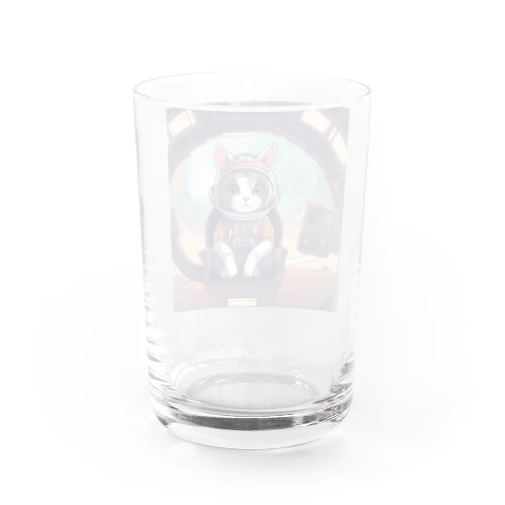 宇宙屋さんの宇宙服ネコ Water Glass :back