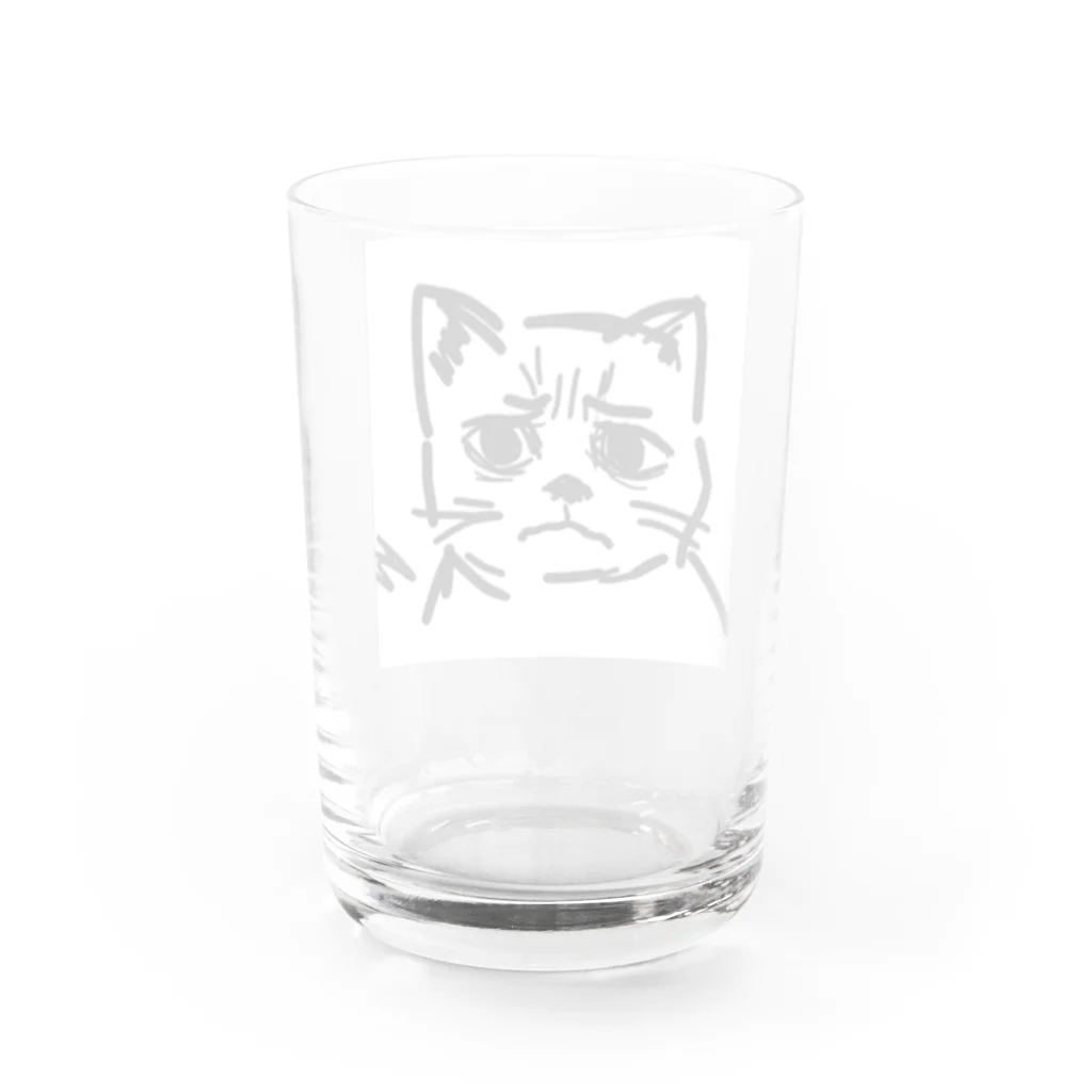 CODYの訝しげな顔の猫 Water Glass :back