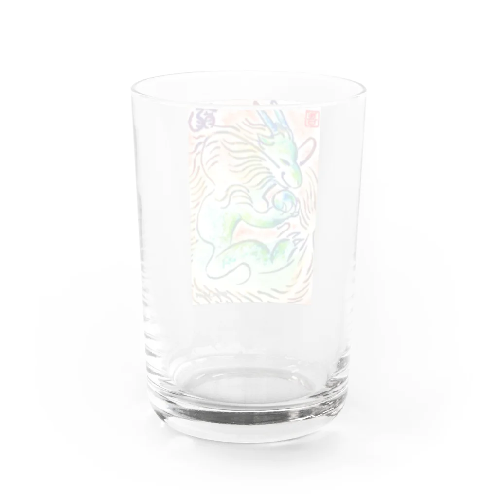 Asahi@水墨画アートの開運🐉 Water Glass :back