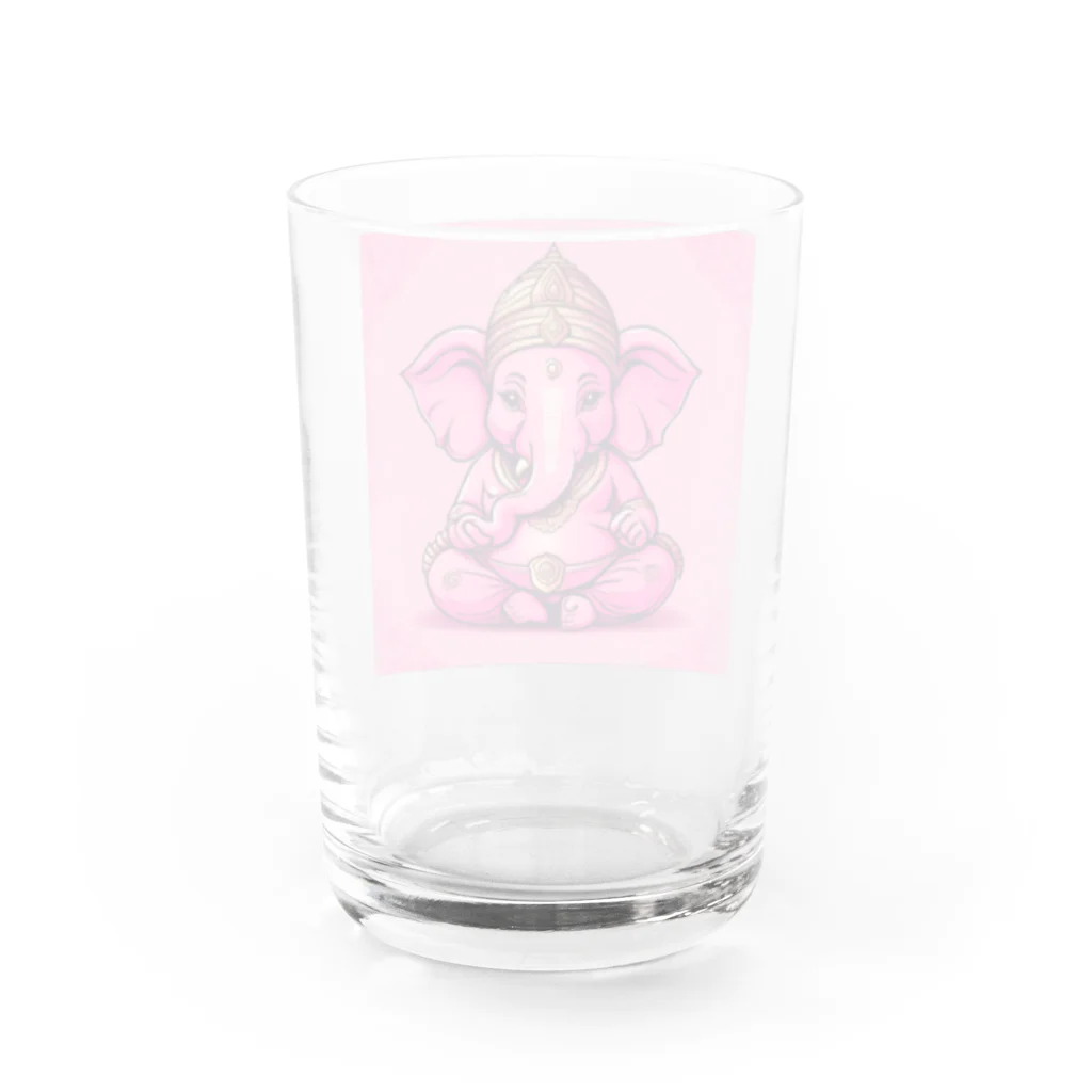 らっきーだよねのピンクガネーシャ　がねちゃん Water Glass :back