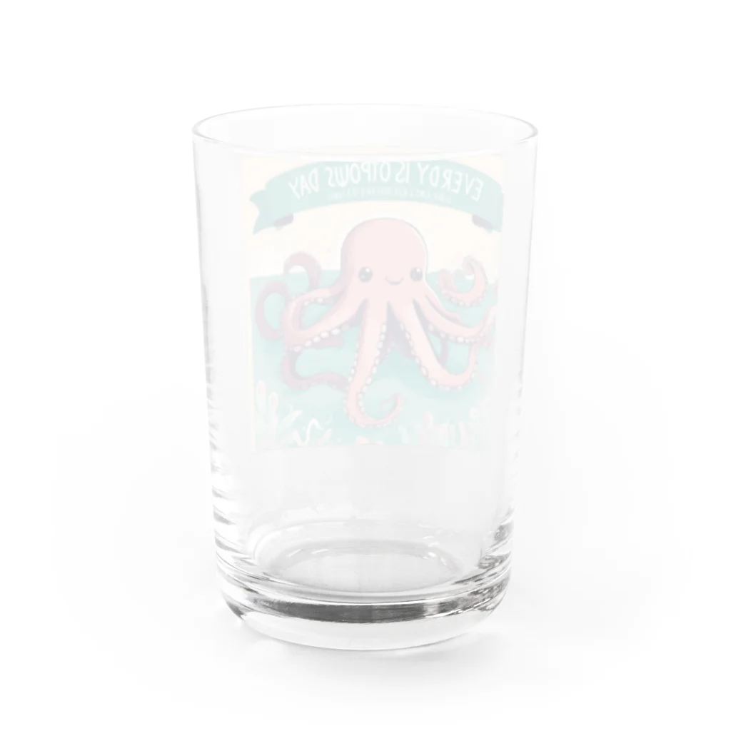 テフラんずのまいにちタコ🐙 Water Glass :back