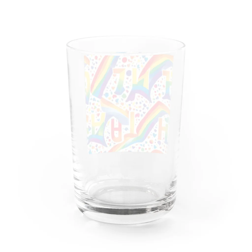 Happy　Rainbow　Flagのレインボーフラッグ Water Glass :back