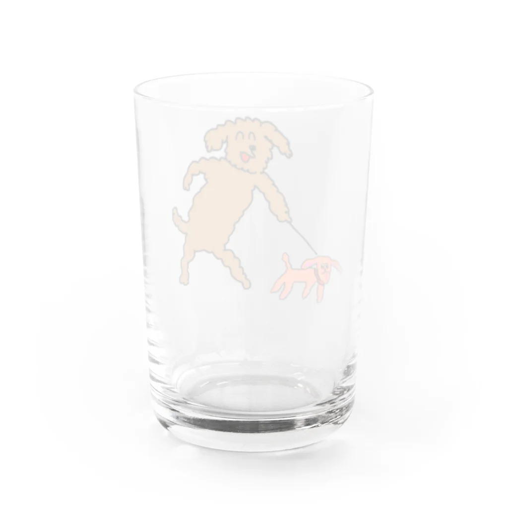 子供の言い訳の犬と犬おさんぽ Water Glass :back