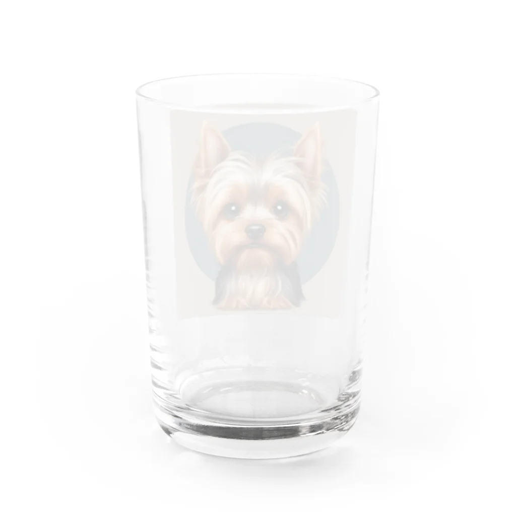 ウエディング♡カップルグッズの頭でっかちなかわいいヨークシャテリア Water Glass :back